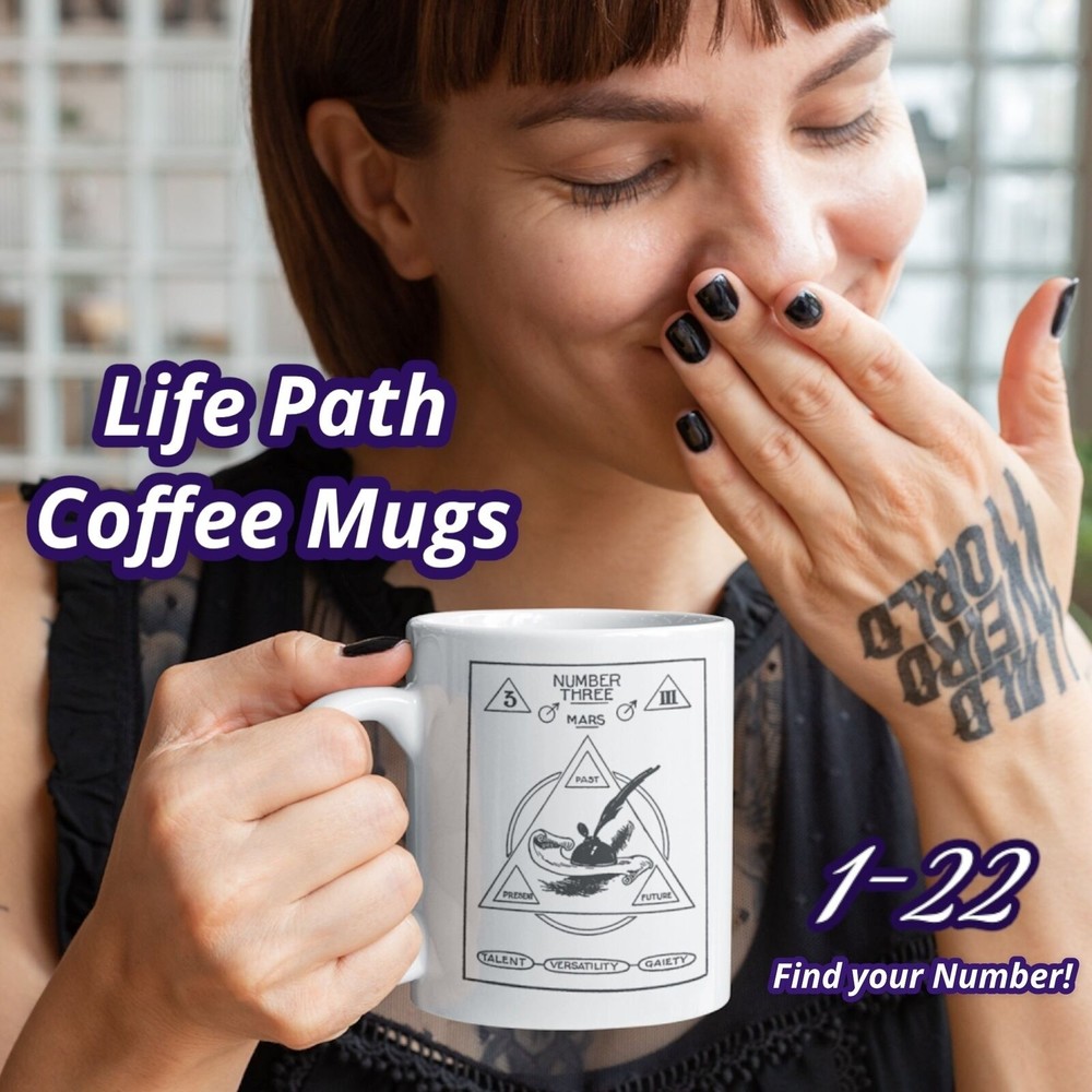 Life Path Numerology Numbers 1-9 Masters 22-33 Custom Art Ceramic Coffee Mugs